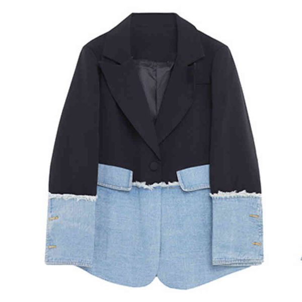women's suits & blazers shengpalae vintage denim spliced blazer autumn notched loose single breasted long sleeve suit coat female 5e146, White;black
women's suits & blazers shengpalae vintage denim spliced blazer autumn notched loose single breasted long sleeve suit coat female 5e146, White;black