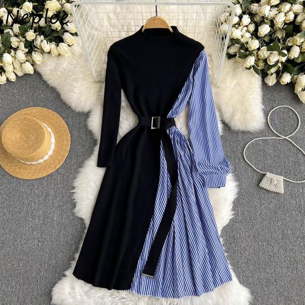 casual dresses neploe office ladies style autumn winter 2021 womens striped knitted patchwork robe femme stand collar vestido mujer, Black;gray
casual dresses neploe office ladies style autumn winter 2021 womens striped knitted patchwork robe femme stand collar vestido mujer, Black;gray