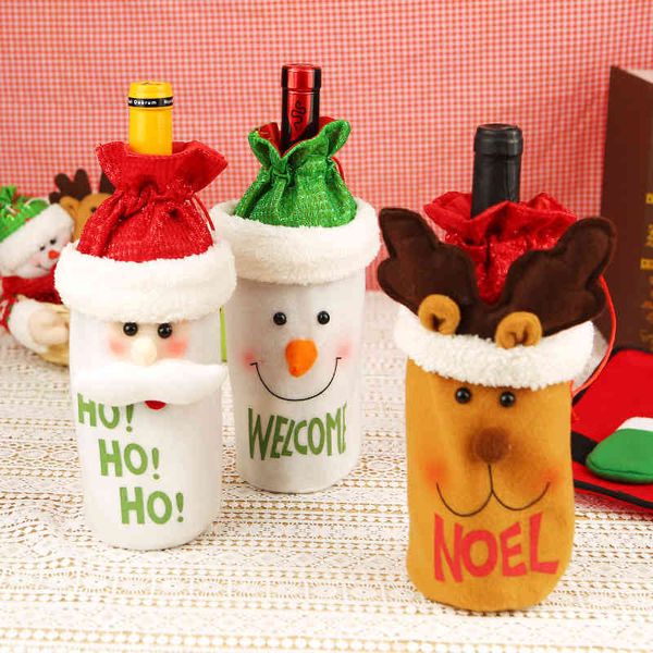 christmas wine bottle bag santa claus crafts champagne set new decorations 
christmas wine bottle bag santa claus crafts champagne set new decorations