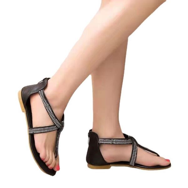 bohemia black women sandals flip flops crystal heel zipper flat heels summer pumps shoes size 35-43
bohemia black women sandals flip flops crystal heel zipper flat heels summer pumps shoes size 35-43
