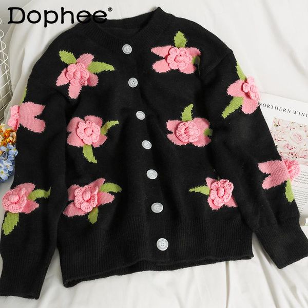 women's knits & tees sweet 3d embroidered flower single-breasted cardigan women loose slimming long sleeves knitwear coats 2021 fall k, White
women's knits & tees sweet 3d embroidered flower single-breasted cardigan women loose slimming long sleeves knitwear coats 2021 fall k, White