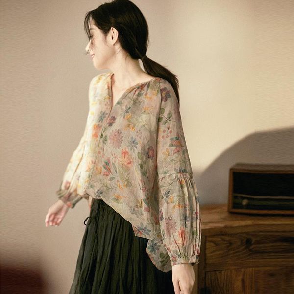 women's blouses & shirts summer women loose plus size vintage artisitc print natural fabric breathable comfortable thin lightweight ram, White
women's blouses & shirts summer women loose plus size vintage artisitc print natural fabric breathable comfortable thin lightweight ram, White