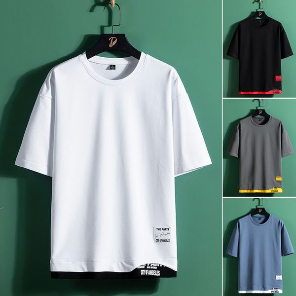 short t-shirt men's summer 2021 new trend half sve solid color fat plus size loose bottomed shirt, White;black
short t-shirt men's summer 2021 new trend half sve solid color fat plus size loose bottomed shirt, White;black