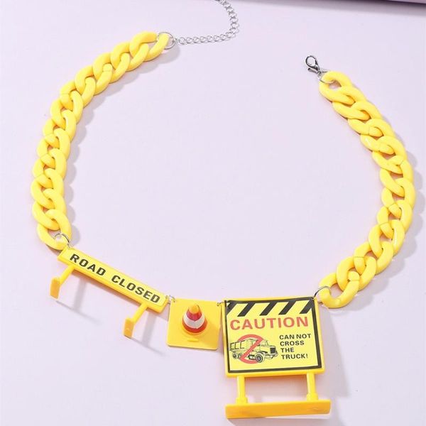 chains punk traffic signs construction roadblock necklace for women personality yellow long chians link necklaces fashion jewelry gifts, Silver
chains punk traffic signs construction roadblock necklace for women personality yellow long chians link necklaces fashion jewelry gifts, Silver