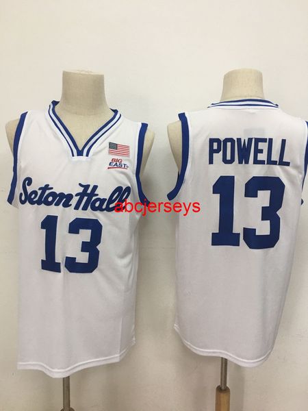 retro stitched embroidery seton hall #13 myles powell basketball jersey s, Black