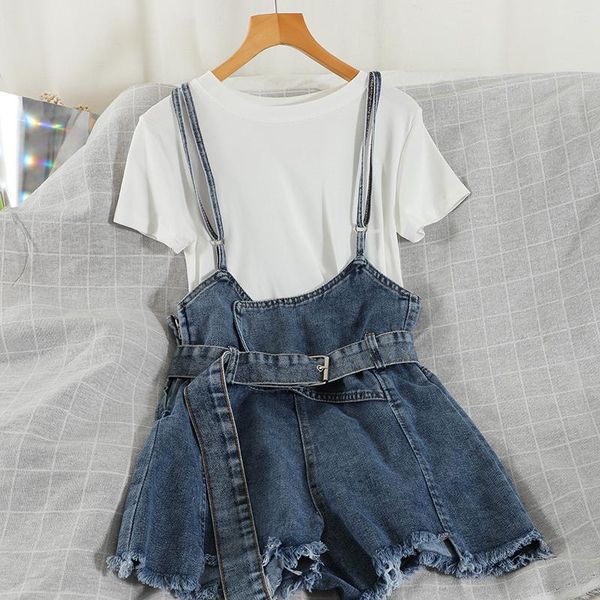 women's tracksuits amolapha women summer t-shirt clothes suits simple casual short sleeve tees +student denim suspender shorts costume, Gray
women's tracksuits amolapha women summer t-shirt clothes suits simple casual short sleeve tees +student denim suspender shorts costume, Gray