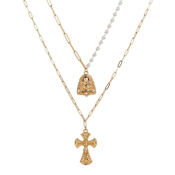 chains ins personalized accessories trendy head metal hangtag multi-layer short pearl necklace, Silver
chains ins personalized accessories trendy head metal hangtag multi-layer short pearl necklace, Silver