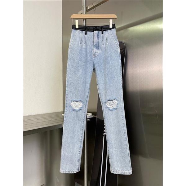 women's jeans 21ss autumn/winter style leather design with holes, washed light-colored high-waisted hips and slimming casual, Blue
women's jeans 21ss autumn/winter style leather design with holes, washed light-colored high-waisted hips and slimming casual, Blue