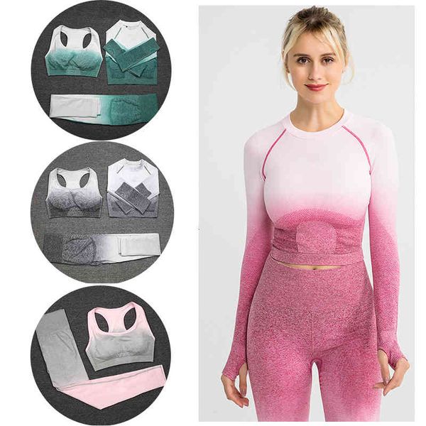 women sportswear leggings bra set 3pcs seamless workout bra leggings and long-sleeved exercise gym suit dropship, White
women sportswear leggings bra set 3pcs seamless workout bra leggings and long-sleeved exercise gym suit dropship, White