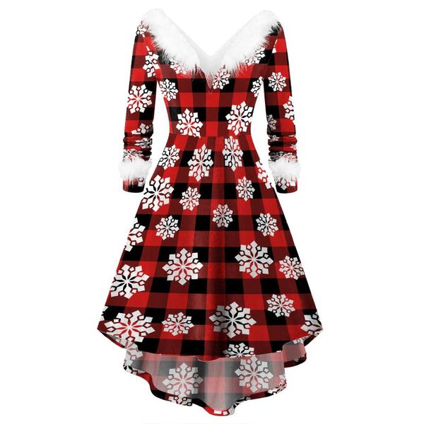 casual dresses woman dress plaid snowflake prints christmas faux plush panel long sleeve v-neck asymmetrical vestidos para mujer, Black;gray
casual dresses woman dress plaid snowflake prints christmas faux plush panel long sleeve v-neck asymmetrical vestidos para mujer, Black;gray