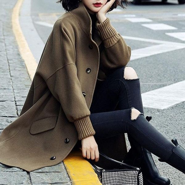 women's wool & blends autumn and winter woolen coat mid-length 2021 fashion temperament loose soft buttons chic retro, Black
women's wool & blends autumn and winter woolen coat mid-length 2021 fashion temperament loose soft buttons chic retro, Black