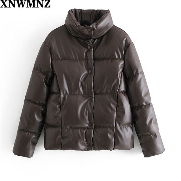 xnwmnz za women fashion faux leather puffer jacket ladies vintage high neck long sleeves snap-button parkas female chic coats 210513, Black;brown
xnwmnz za women fashion faux leather puffer jacket ladies vintage high neck long sleeves snap-button parkas female chic coats 210513, Black;brown