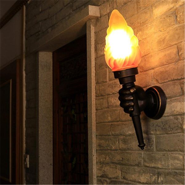 wall lamps creative torch hand light retro art hanging lamp b&b bar diner room cafe