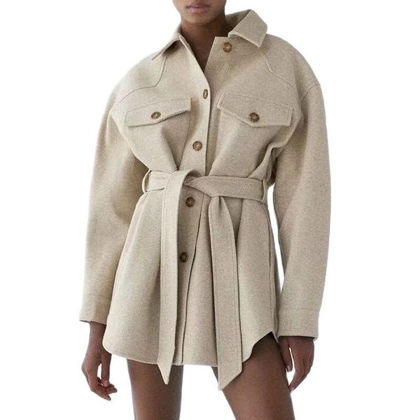 women's wool & blends autumn winter women chic coats with belt 2021 solid long sleeve pockets outerwear turn down collar elegant coat, Black
women's wool & blends autumn winter women chic coats with belt 2021 solid long sleeve pockets outerwear turn down collar elegant coat, Black