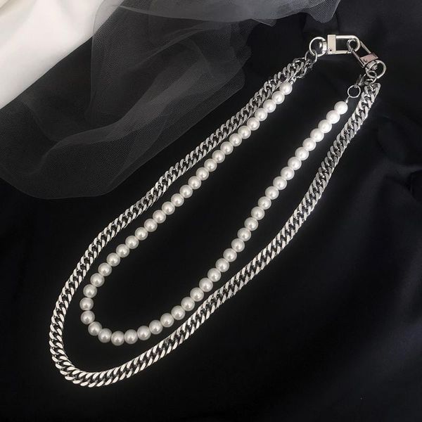 keychains 2021 pearl chain double-layer phants zipper necklace two retro earth cool girl's disco accessories removable, Silver
keychains 2021 pearl chain double-layer phants zipper necklace two retro earth cool girl's disco accessories removable, Silver