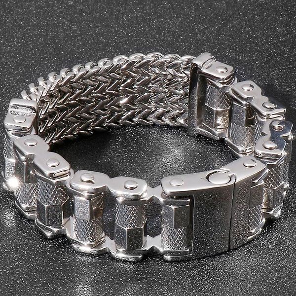 link, chain 9.45" 24cm long titanium male bracelet men heavy stainless steel men's bracelets & bangles hiphop jewelry gifts for ma, Black
link, chain 9.45" 24cm long titanium male bracelet men heavy stainless steel men's bracelets & bangles hiphop jewelry gifts for ma, Black