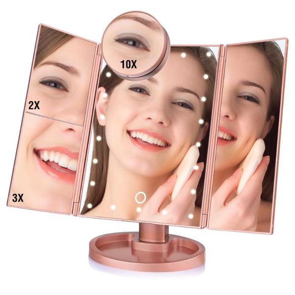compact mirrors makeup mirror led touch screen 22 light table deskusb dual power 3 folding adjustable 3x/10x
compact mirrors makeup mirror led touch screen 22 light table deskusb dual power 3 folding adjustable 3x/10x