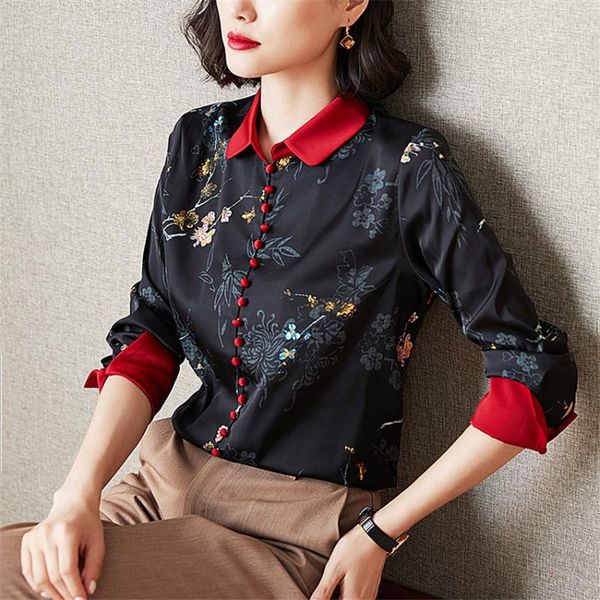 korean fashion floral print vintage satin blouse women button casual office shirt blusa mujer de moda 2021 women's blouses, White
korean fashion floral print vintage satin blouse women button casual office shirt blusa mujer de moda 2021 women's blouses, White