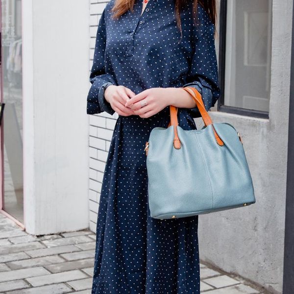 evening bags contrast color brown handle soft large tote bag 100% cowhide leather women's shoulder pink blue stylish ladies handbag
evening bags contrast color brown handle soft large tote bag 100% cowhide leather women's shoulder pink blue stylish ladies handbag
