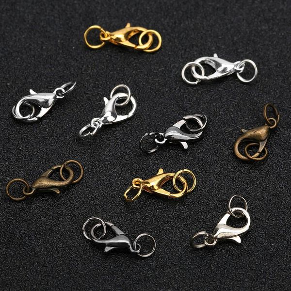 50pcs 10/12/14mm lobster clasps hooks for necklace metal iron gold color jump rings end clasps connectors diy jewelry supplies, Blue;slivery
50pcs 10/12/14mm lobster clasps hooks for necklace metal iron gold color jump rings end clasps connectors diy jewelry supplies, Blue;slivery