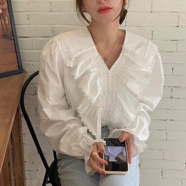 women's blouses & shirts superaen vintage v-neck wood ear lace patchwork flare sleeves all match solid white full shirt womens
women's blouses & shirts superaen vintage v-neck wood ear lace patchwork flare sleeves all match solid white full shirt womens