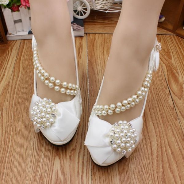 dress shoes bridal white bow pearl anklet wedding, Black 
dress shoes bridal white bow pearl anklet wedding, Black