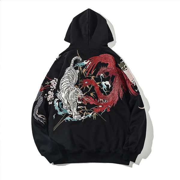 men's hoodies & sweatshirts chinese style yokosuka ukiyo-e embroidery dragon and tiger personality plus velvet hooded jacket casua, Black
men's hoodies & sweatshirts chinese style yokosuka ukiyo-e embroidery dragon and tiger personality plus velvet hooded jacket casua, Black