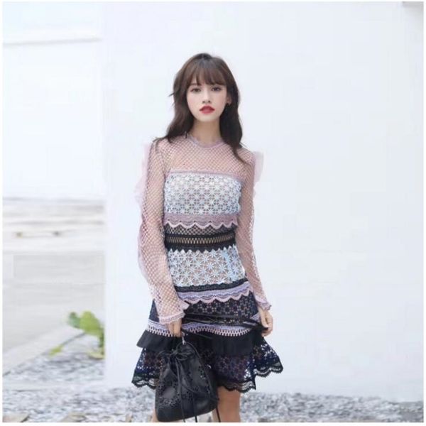 dresses spring summer women fashion runway vintage mini long sleeve flower lace vestidos, Black;gray
dresses spring summer women fashion runway vintage mini long sleeve flower lace vestidos, Black;gray