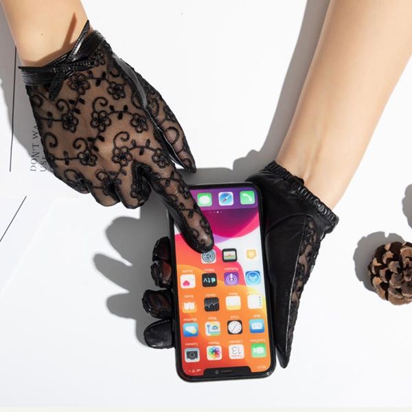 five fingers gloves summer driving sheepskin fashion female touch screen leather single layer unlined thin stretch lace style, Blue;gray
five fingers gloves summer driving sheepskin fashion female touch screen leather single layer unlined thin stretch lace style, Blue;gray