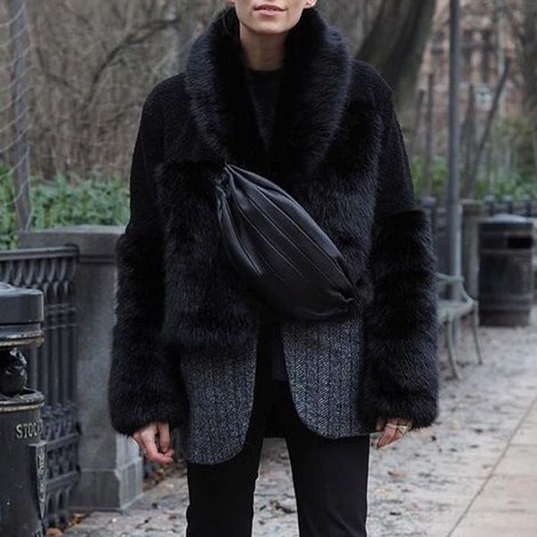 women's fur & faux fashion solid casual coats women elegant long sleeve short jackets fleece patchwork ladies, Black
women's fur & faux fashion solid casual coats women elegant long sleeve short jackets fleece patchwork ladies, Black