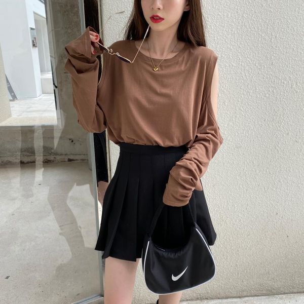 women's t-shirt off-the-shoulder long-sleeved for women loose scheming design sense all-match bottoming shirt spring, White
women's t-shirt off-the-shoulder long-sleeved for women loose scheming design sense all-match bottoming shirt spring, White