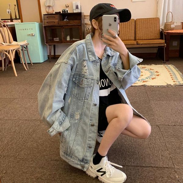 women's jackets oversized jacket women ripped denim clothes spring 2021 harajuku coats woman clothing kurtka damska tn2691, Black;brown
women's jackets oversized jacket women ripped denim clothes spring 2021 harajuku coats woman clothing kurtka damska tn2691, Black;brown