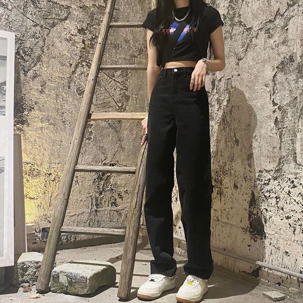 autumn denim back women jeans high waist loose straight pants casual female black trousers large size mom long, Blue
autumn denim back women jeans high waist loose straight pants casual female black trousers large size mom long, Blue