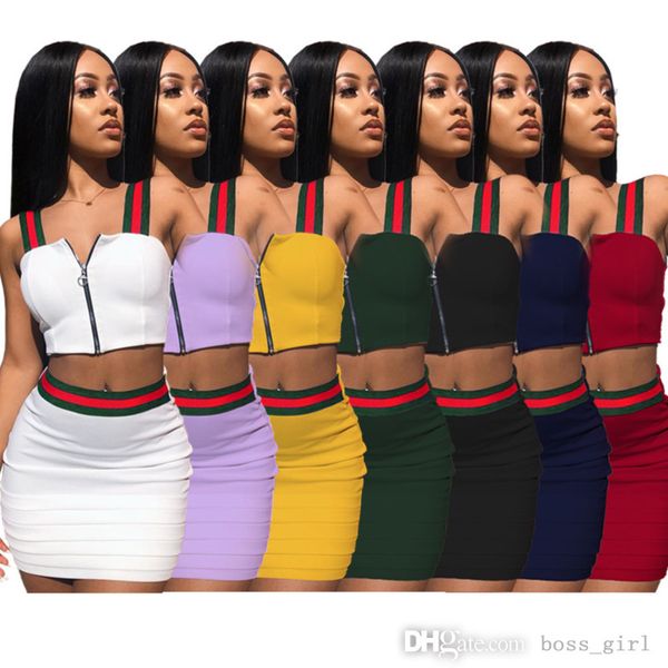 women two piece dress nightclub designer dresses splicing suspender skirt suit wholesale, White
women two piece dress nightclub designer dresses splicing suspender skirt suit wholesale, White