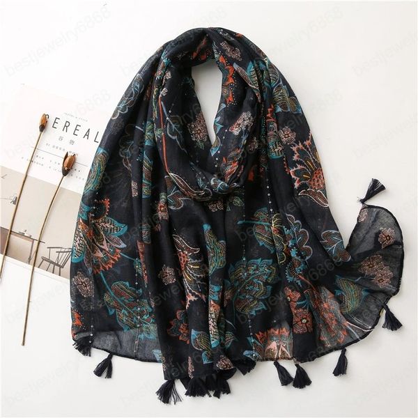 cotton floral shawls scarf with tassels women fashion beach long shawls large size muslim head wraps, Blue;gray
cotton floral shawls scarf with tassels women fashion beach long shawls large size muslim head wraps, Blue;gray
