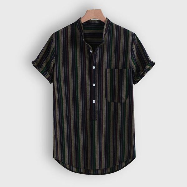 men's casual shirts summer men striped shirt lapel ne short sleeve ethnic style vintage printing loose streetwear blouse camisa, White;black
men's casual shirts summer men striped shirt lapel ne short sleeve ethnic style vintage printing loose streetwear blouse camisa, White;black