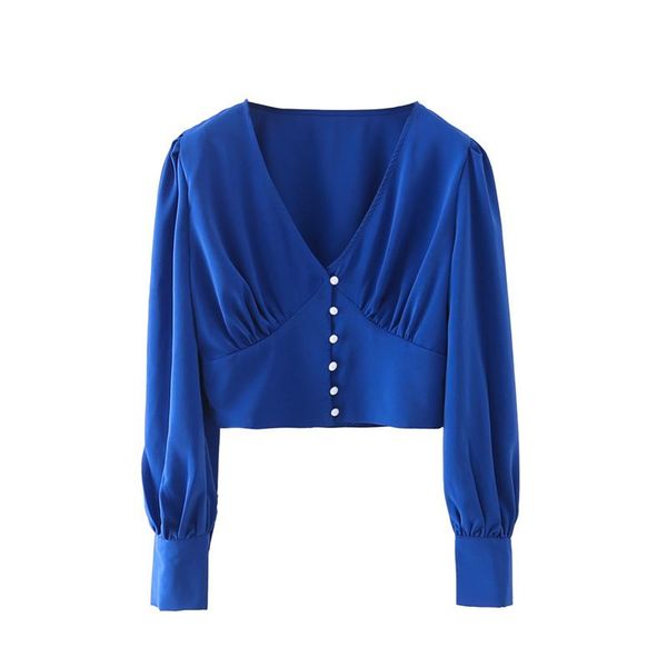 women's blouses & shirts duoperi royal blue women vintage single-breasted v-neck puff sleeves elegant lady shirt chic female femme, White
women's blouses & shirts duoperi royal blue women vintage single-breasted v-neck puff sleeves elegant lady shirt chic female femme, White