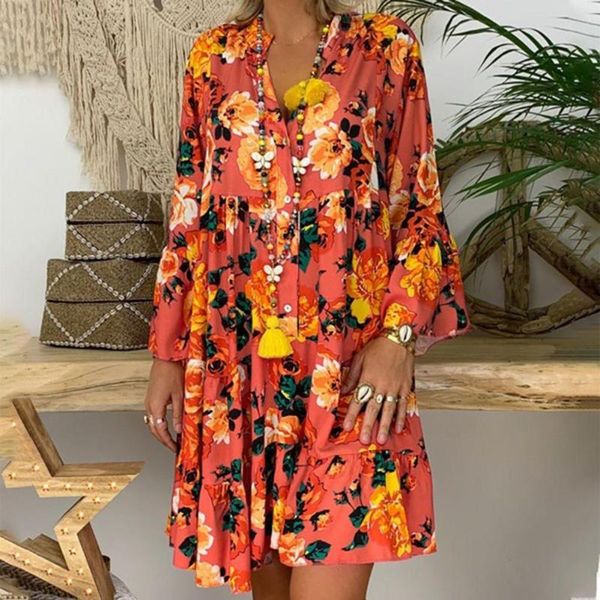 casual dresses 2021 women summer dress boho style three quarter sleeve floral print chiffon beach tunic loose mini party, Black;gray
casual dresses 2021 women summer dress boho style three quarter sleeve floral print chiffon beach tunic loose mini party, Black;gray