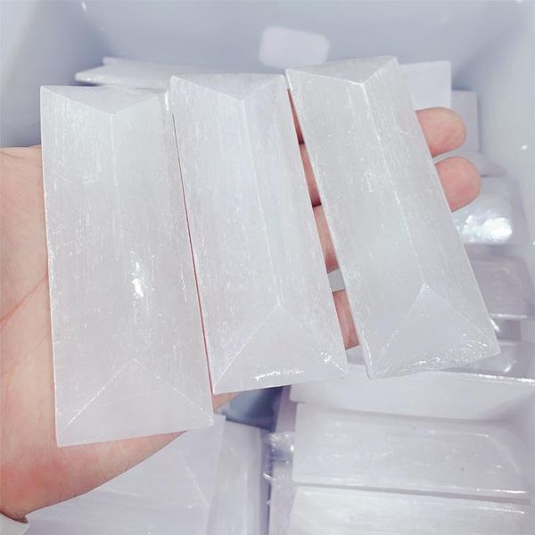 decorative objects & figurines natural selenite crystal stick chips gypsum triangle white quartz rough minerals specimen point healing stone