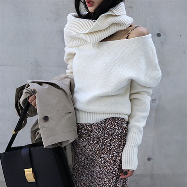 sweaters women turtleneck pullovers chic solid warm all-match fresh brief jumpers knitted basic sweaters, White;black
sweaters women turtleneck pullovers chic solid warm all-match fresh brief jumpers knitted basic sweaters, White;black