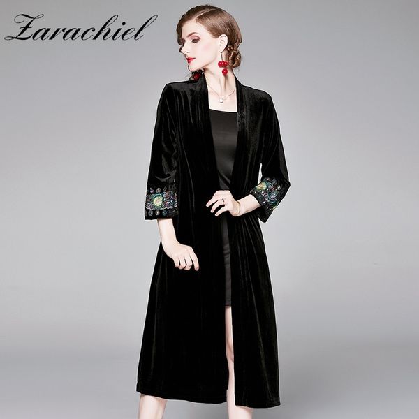 autumn winter women fashion open front embroidery pocket black velvet trench business shawl cape long cardigan coat 210416, Tan;black
autumn winter women fashion open front embroidery pocket black velvet trench business shawl cape long cardigan coat 210416, Tan;black