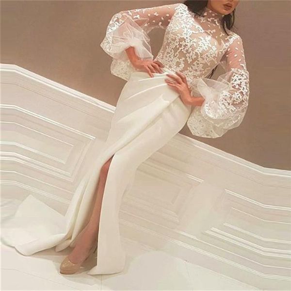 party dresses high neck mermaid prom split side formal evening gowns middle east dubai custom made vestidos de festa fashion, White;black
party dresses high neck mermaid prom split side formal evening gowns middle east dubai custom made vestidos de festa fashion, White;black