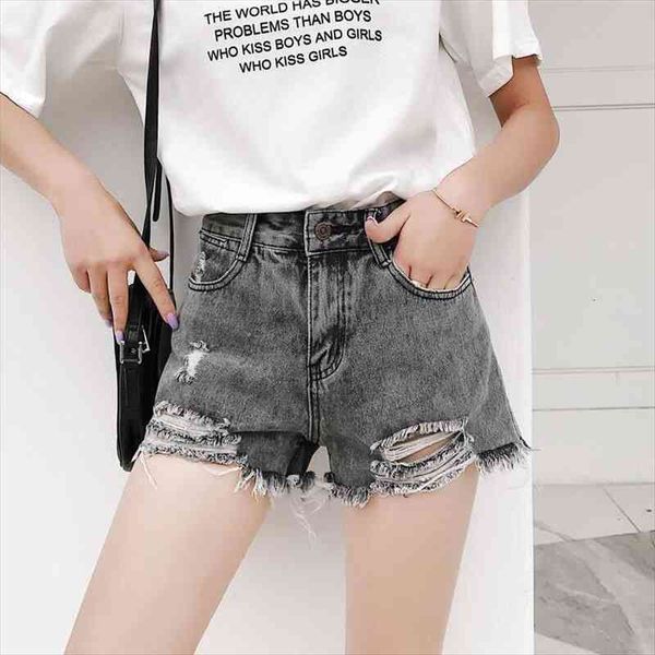 women high waist ripped hole washed jeans shorts female summer casual streetwear loose plue size wide-leg shorts fashion, White;black
women high waist ripped hole washed jeans shorts female summer casual streetwear loose plue size wide-leg shorts fashion, White;black