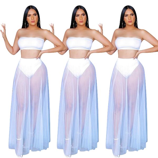 summer women two pieces mesh sets strapless croped see through long skirts beach holidays nightclub skirt suits est, White
summer women two pieces mesh sets strapless croped see through long skirts beach holidays nightclub skirt suits est, White