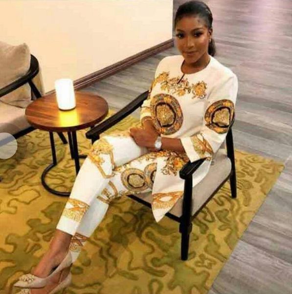 european and american women's two piece pants fashion digital printing full diamond shiny sleeve coat+ trousers suit, White
european and american women's two piece pants fashion digital printing full diamond shiny sleeve coat+ trousers suit, White