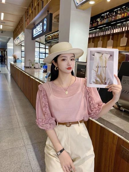 women's blouses & shirts sleeve 2021 short summer style fashion t-shirt european chiffon shirt high end blouse top, White
women's blouses & shirts sleeve 2021 short summer style fashion t-shirt european chiffon shirt high end blouse top, White