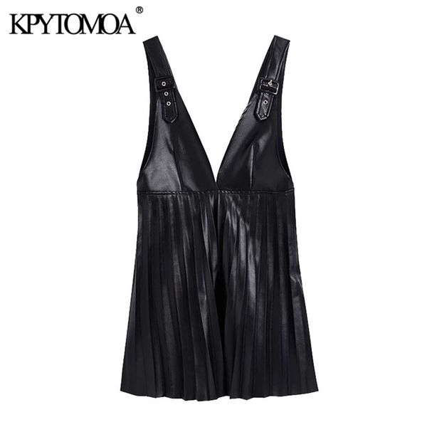 women fashion faux leather pleated mini pinafore skirt v neck wide adjustable straps female skirts mujer 210420, Black
women fashion faux leather pleated mini pinafore skirt v neck wide adjustable straps female skirts mujer 210420, Black