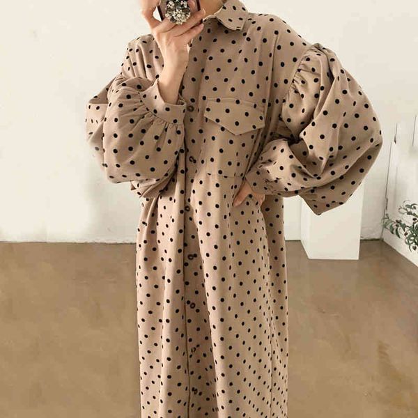 chic dresses early spring korea casual simple lapel single breast lace-up waist lantern sleeve polka-dot dress, Black;gray
chic dresses early spring korea casual simple lapel single breast lace-up waist lantern sleeve polka-dot dress, Black;gray
