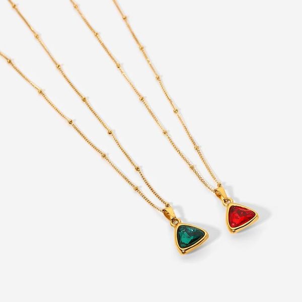 chains trendy stainless steel red green gemstone jewelry 18k gold plated beaded chain shiny emerald crystal pendant necklaces girls, Silver
chains trendy stainless steel red green gemstone jewelry 18k gold plated beaded chain shiny emerald crystal pendant necklaces girls, Silver