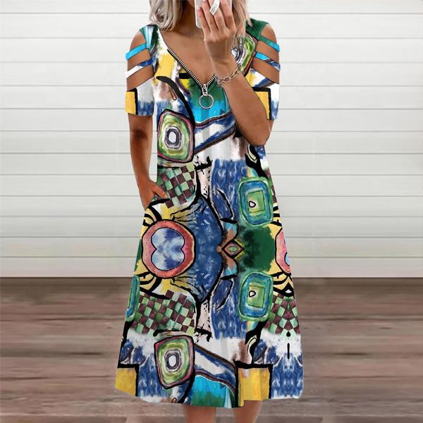 40 casual short sleeve women dress zipper vintage print v neck womens summer sundresses holiday loose pocket dresses vestidos, Black;gray
40 casual short sleeve women dress zipper vintage print v neck womens summer sundresses holiday loose pocket dresses vestidos, Black;gray